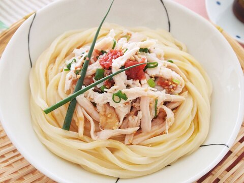 梅チキンのぶっかけうどん